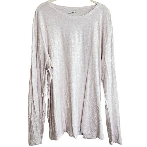 Vince Womens Long Sleeve T-Shirt XXL Heathered Oatmeal Gray Pima Cotton Peru - Picture 1 of 6